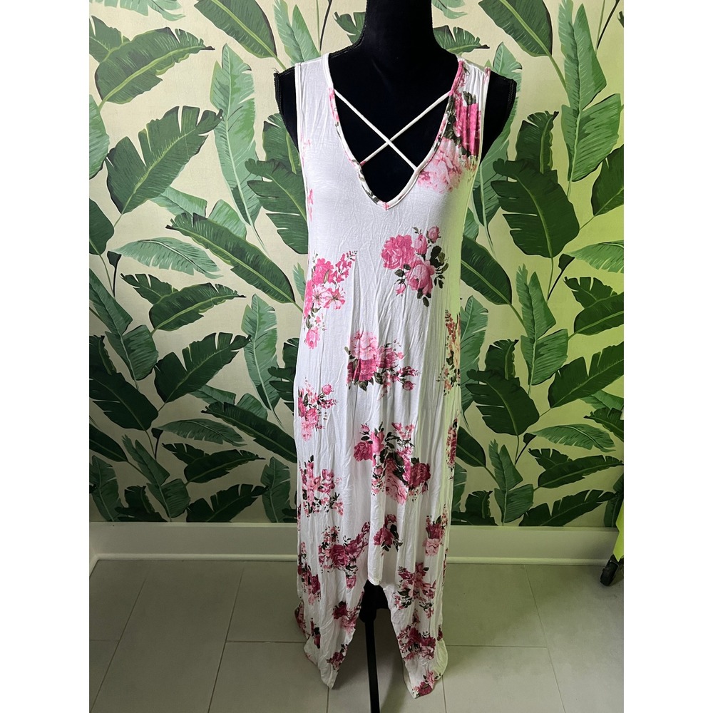 Reb & J Floral Maxi Dress Women Medium White Pink